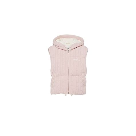 Pink Padded Cashmere Wool Down Vest 